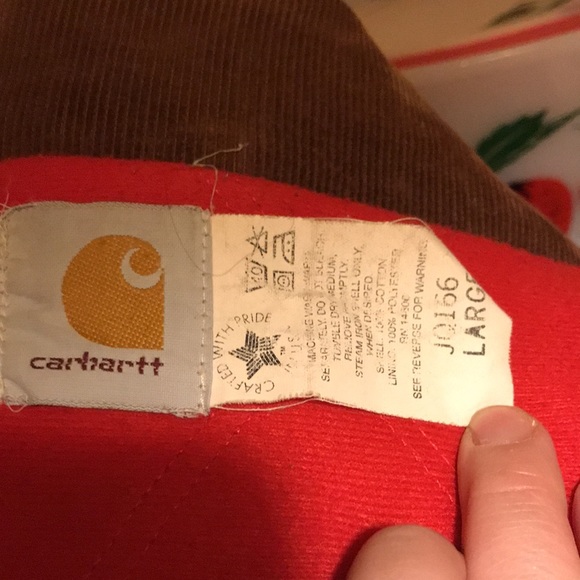 Vintage Red Quilt Lined Tan Carhartt Jacket NO HOOD - Picture 13 of 16